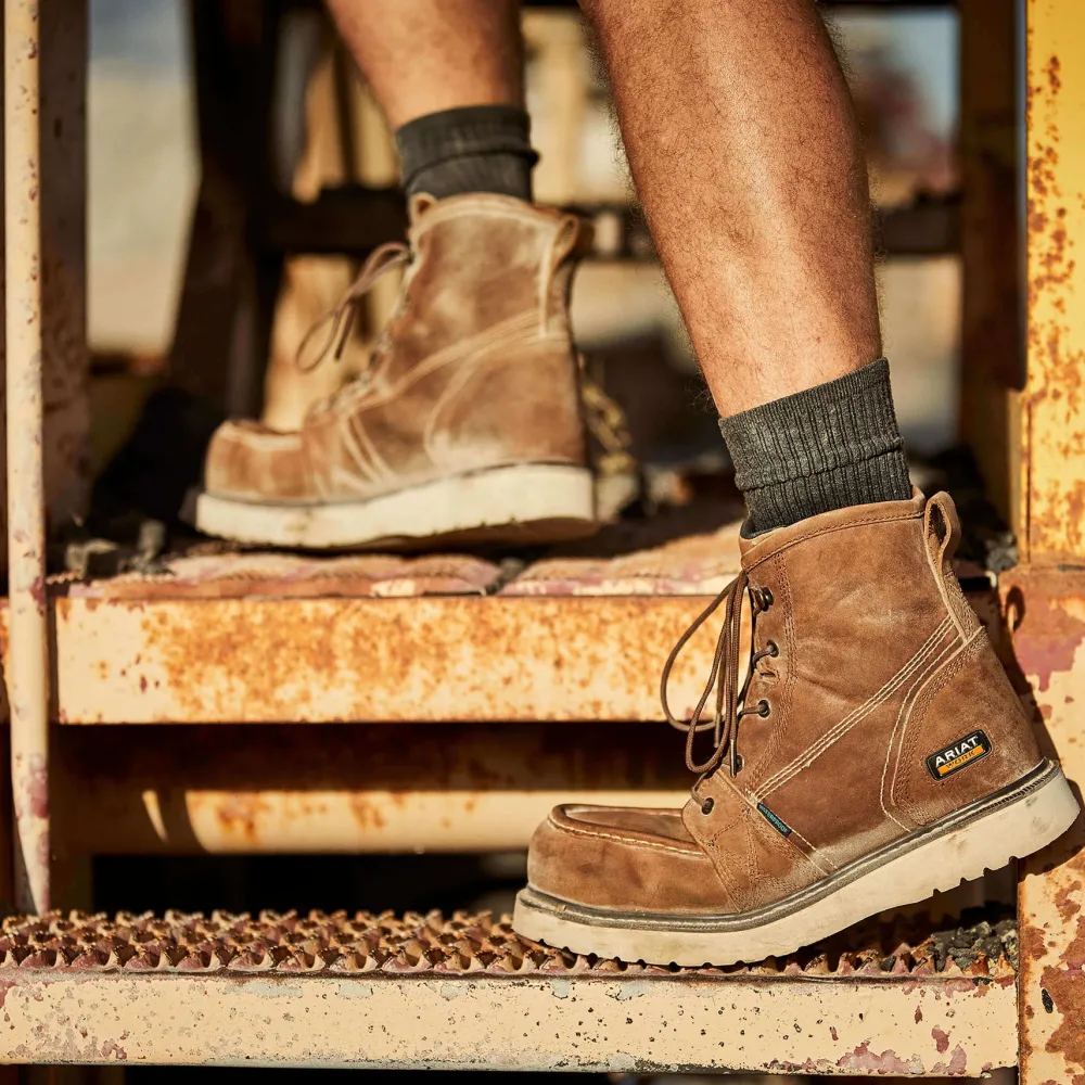 Ariat Men's Rebar Wedge 6" Comp Toe WP Work Boot - Aged - 10044540