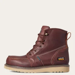 Women Ariat Men's Rebar Wedge 6" Soft Toe WP Work Boot - Rusted Copper - 10035916
