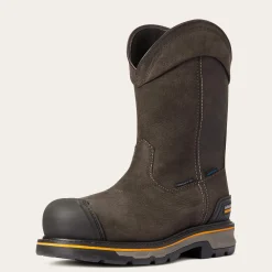 Women Ariat Men's Stump Jumper Pull On Comp Toe WP Work Boot - Iron Coffee - 10038282