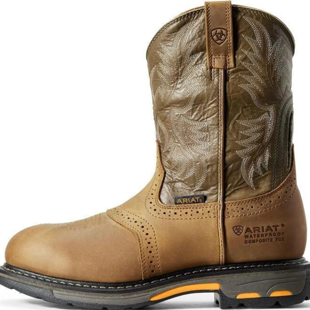 Ariat Men's WorkHog 10" Comp Toe WP Western Work Boot - Aged Bark - 10008635