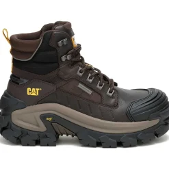 CAT Men's Invader Max Comp Toe WP Slip Resistant Work Boot -Coffee- P91729