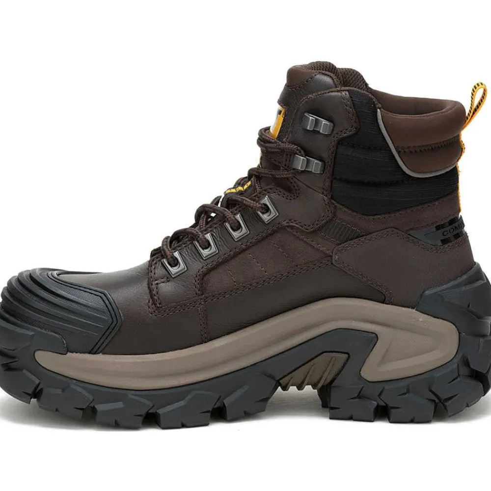 CAT Men's Invader Max Comp Toe WP Slip Resistant Work Boot -Coffee- P91729