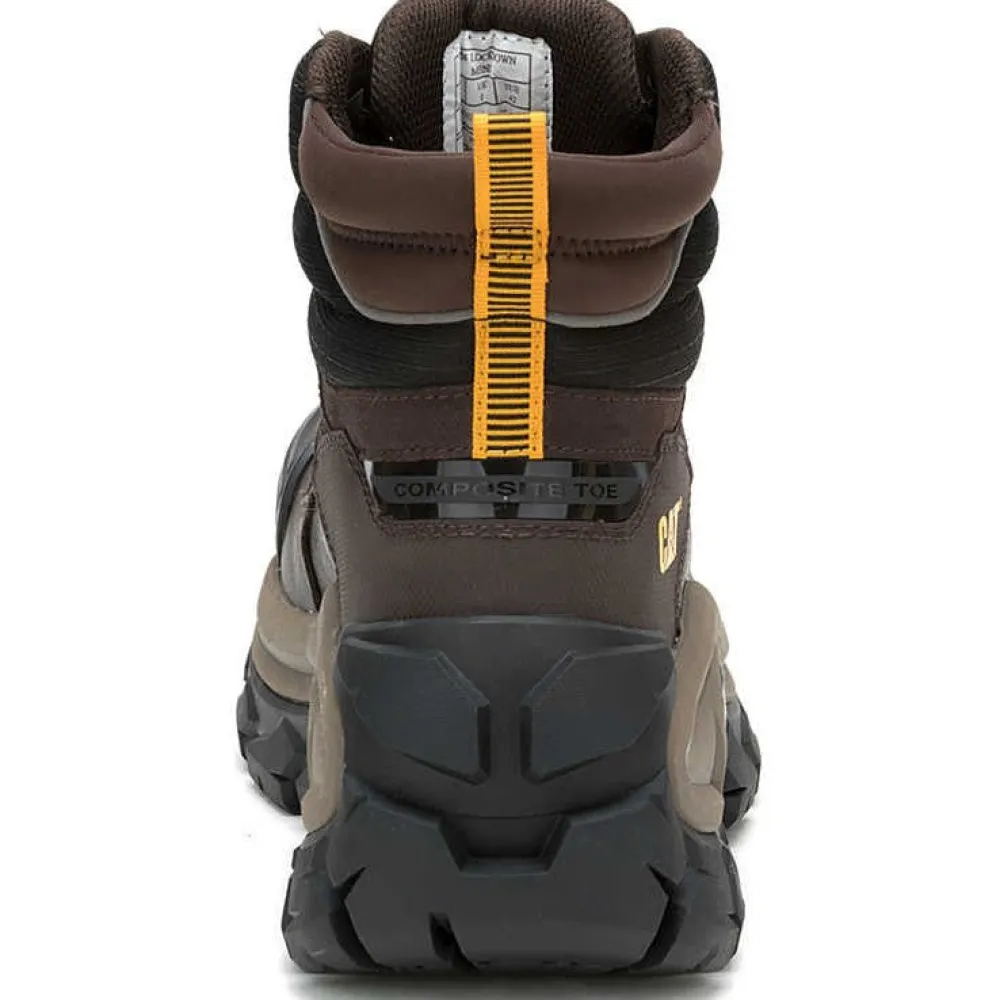 CAT Men's Invader Max Comp Toe WP Slip Resistant Work Boot -Coffee- P91729