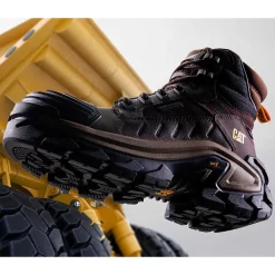 CAT Men's Invader Max Comp Toe WP Slip Resistant Work Boot -Coffee- P91729