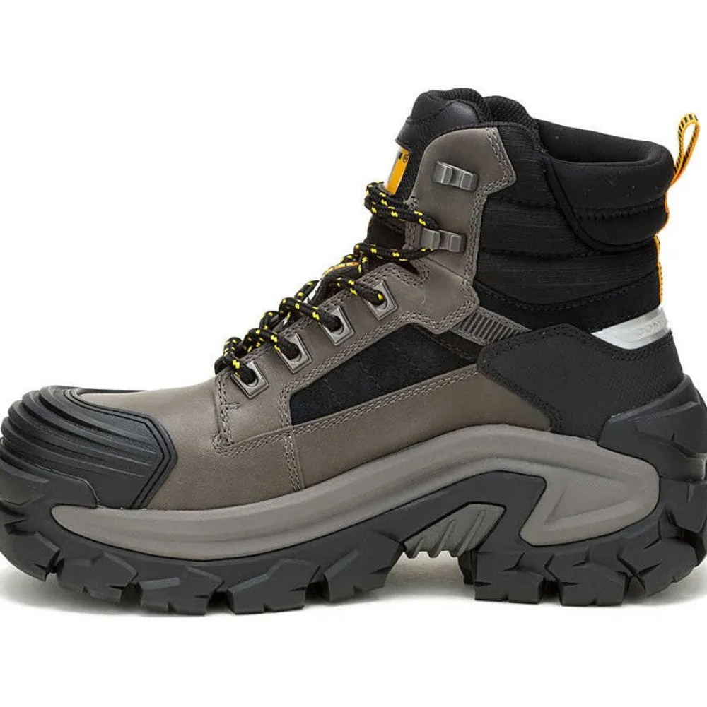 CAT Men's Invader Mid Vent Comp Toe WP Slip Resistant Work Boot -Black- P91756