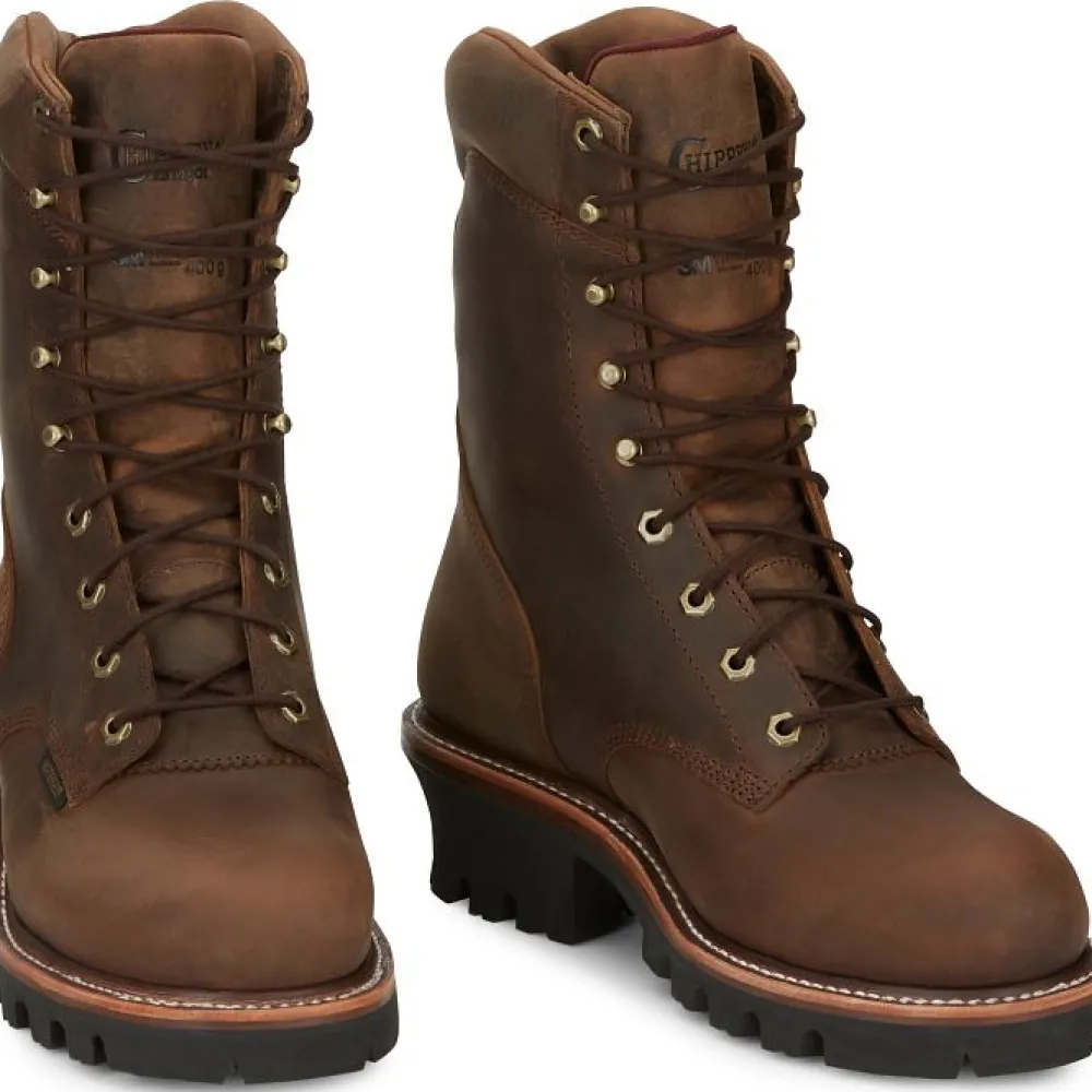 Women Chippewa Men's 9" Steel Toe WP Ins Logger Work Boot - - 59405