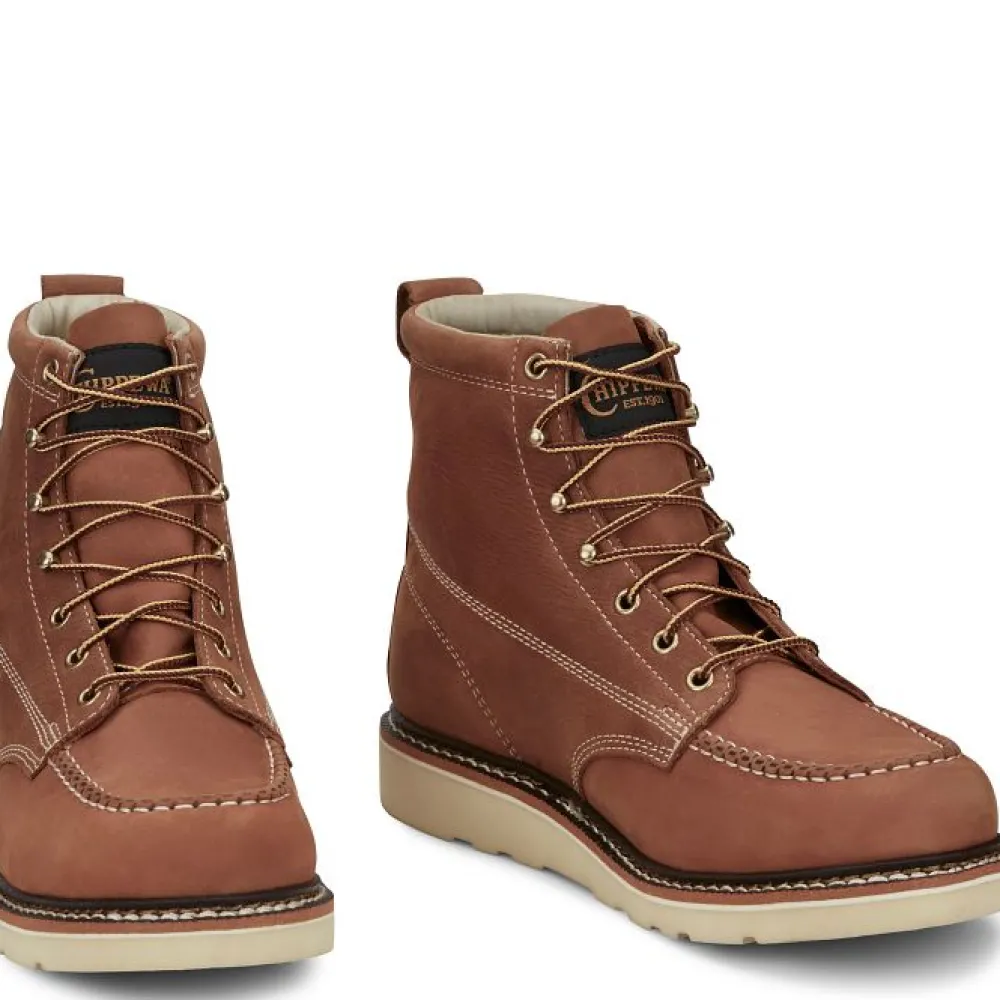 Women Chippewa Men's Edge Walker 6" Moc Toe Lace Up Work Boot -- ED5312