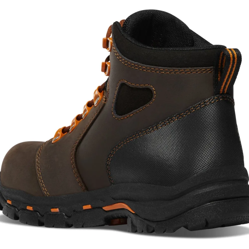 Women Danner Women's Vicious 4" Plain Toe WP Slip Resist Work Boot -Brown- 13883