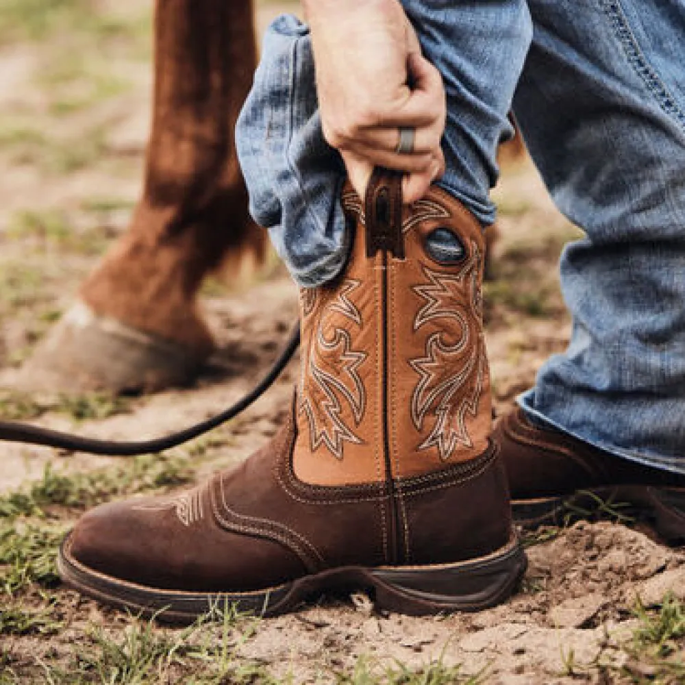 Durango Men's Rebel 11" Soft Toe Saddle Up Western Classic Boot- Brown- DB4442