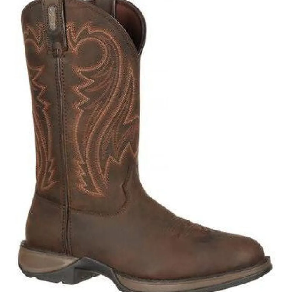 Women Durango Men's Rebel 12" Soft Toe Pull On Western Classic Boot- Chocolate- DB5464