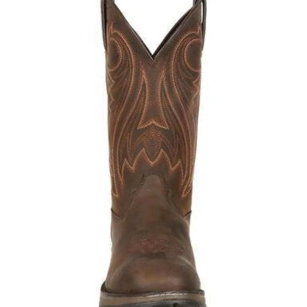 Women Durango Men's Rebel 12" Soft Toe Pull On Western Classic Boot- Chocolate- DB5464