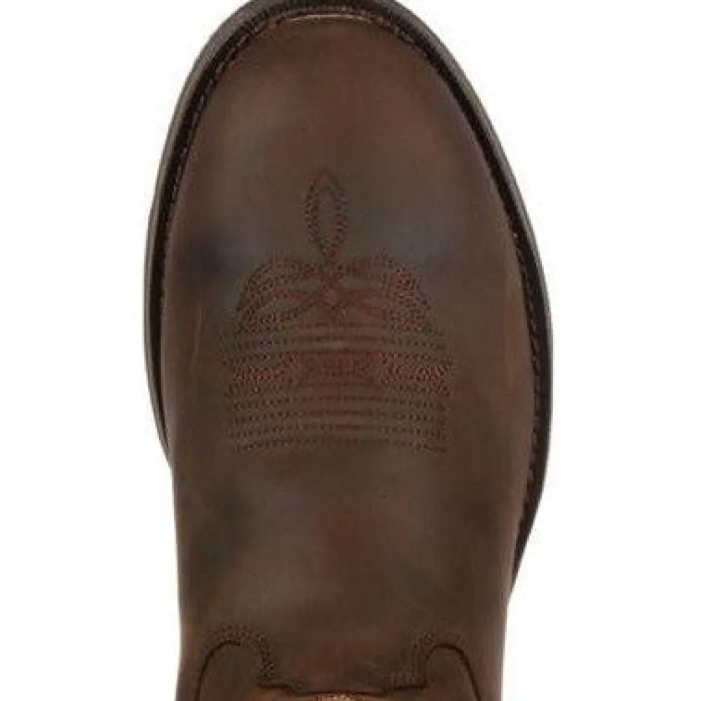 Women Durango Men's Rebel 12" Soft Toe Pull On Western Classic Boot- Chocolate- DB5464