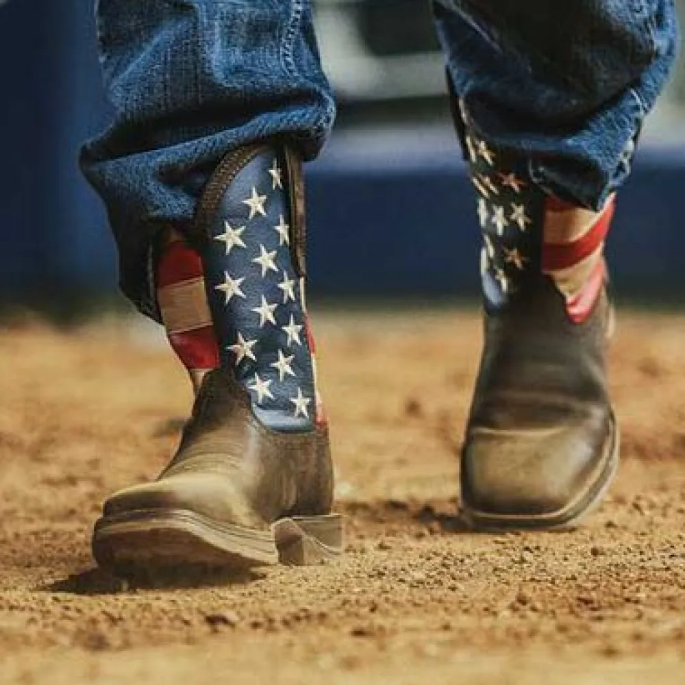 Durango Men's Rebel Patriotic 11" Soft Toe Pull On Western Classic Boot- - DB5554