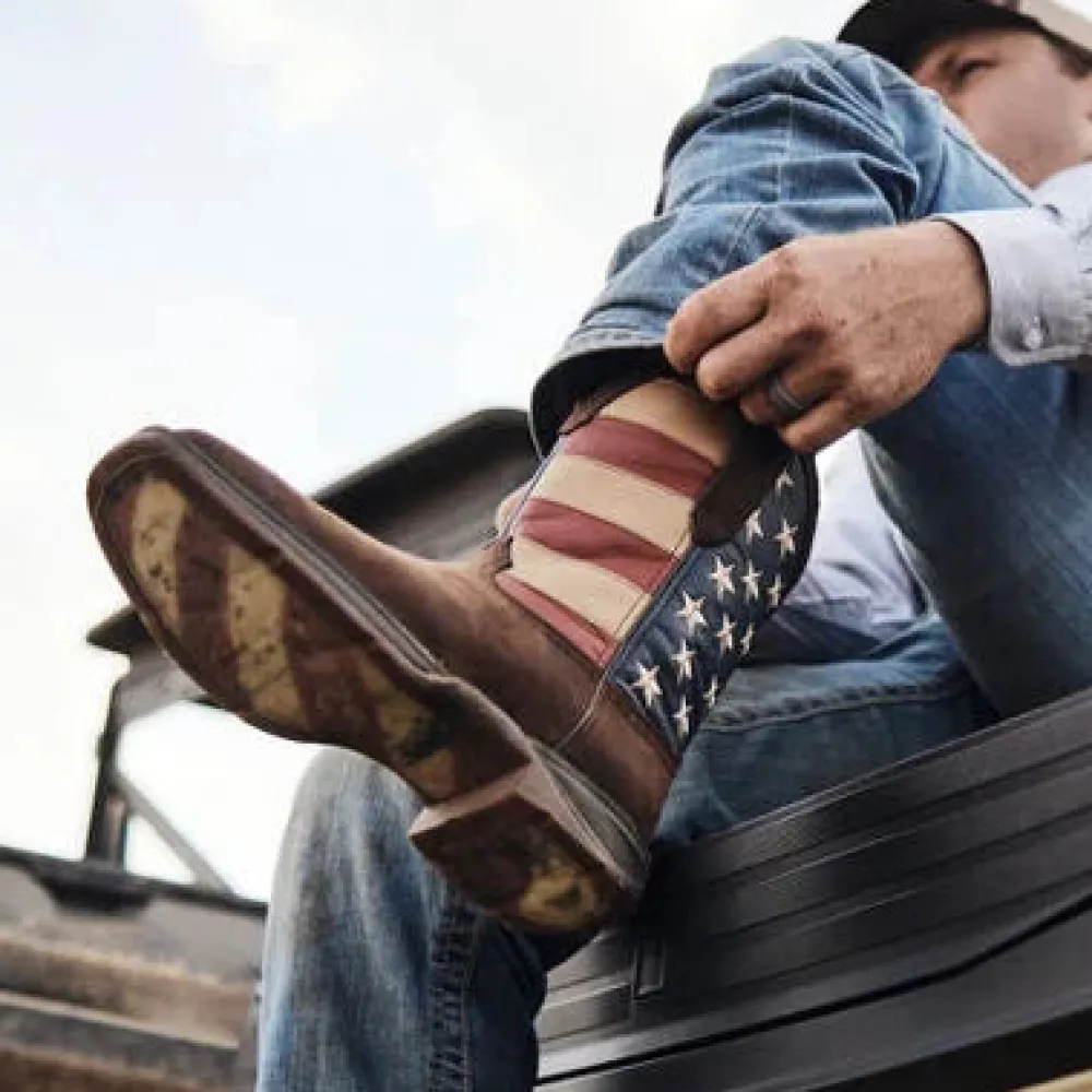 Durango Men's Rebel Patriotic 11" Soft Toe Pull On Western Classic Boot- - DB5554