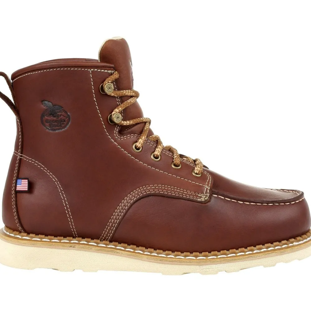 Women Georgia Men's 6" Soft Toe Wedge Moc Toe USA Made Wedge Work Boot - - GB00358