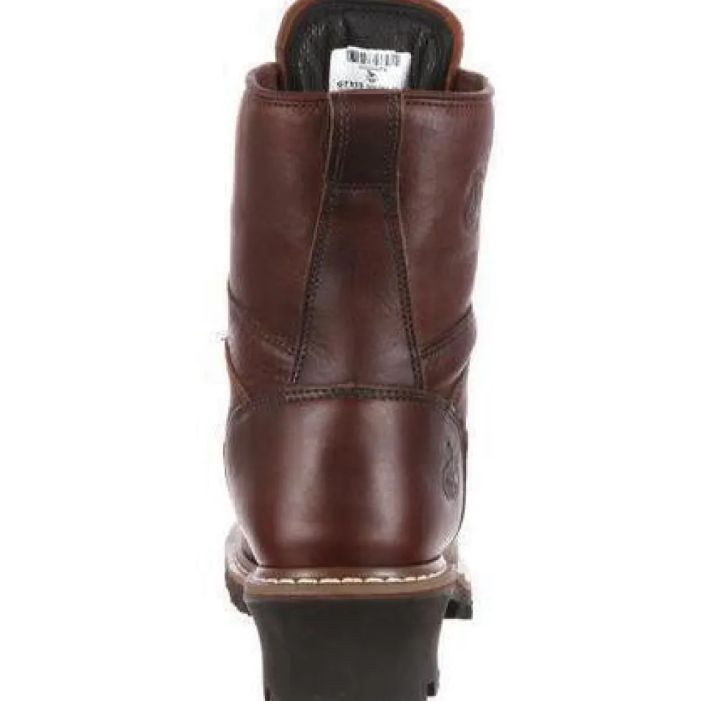 Women Georgia Men's 8" Steel Toe Waterproof Logger Work Boot - Brown - G7313