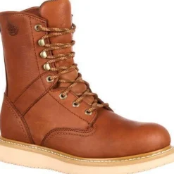 Women Georgia Men's 8" Wedge Steel Toe Work Boot - Brown - G8342