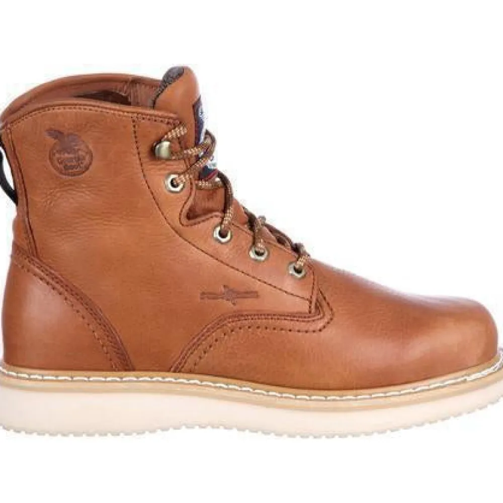 Women Georgia Men's 6" Wedge Work Boot - Brown - G6152