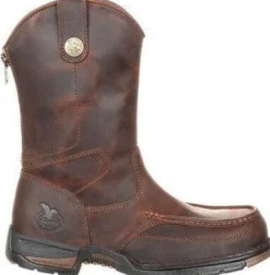 Women Georgia Men's Athens 11" Soft Toe Pull On Zipper Work Boot- Brown- GB00226