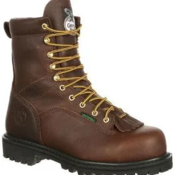 Georgia Men's Lace To Toe 8" Soft Toe WP Work Boot- Chocolate- G8041