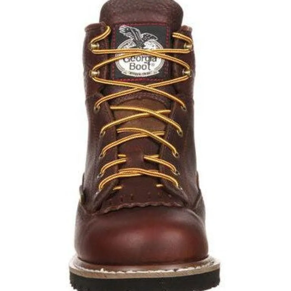 Georgia Men's Logger 6" Soft Toe WP Lace-To-Toe Work Boot- Chocolate- GBOT052