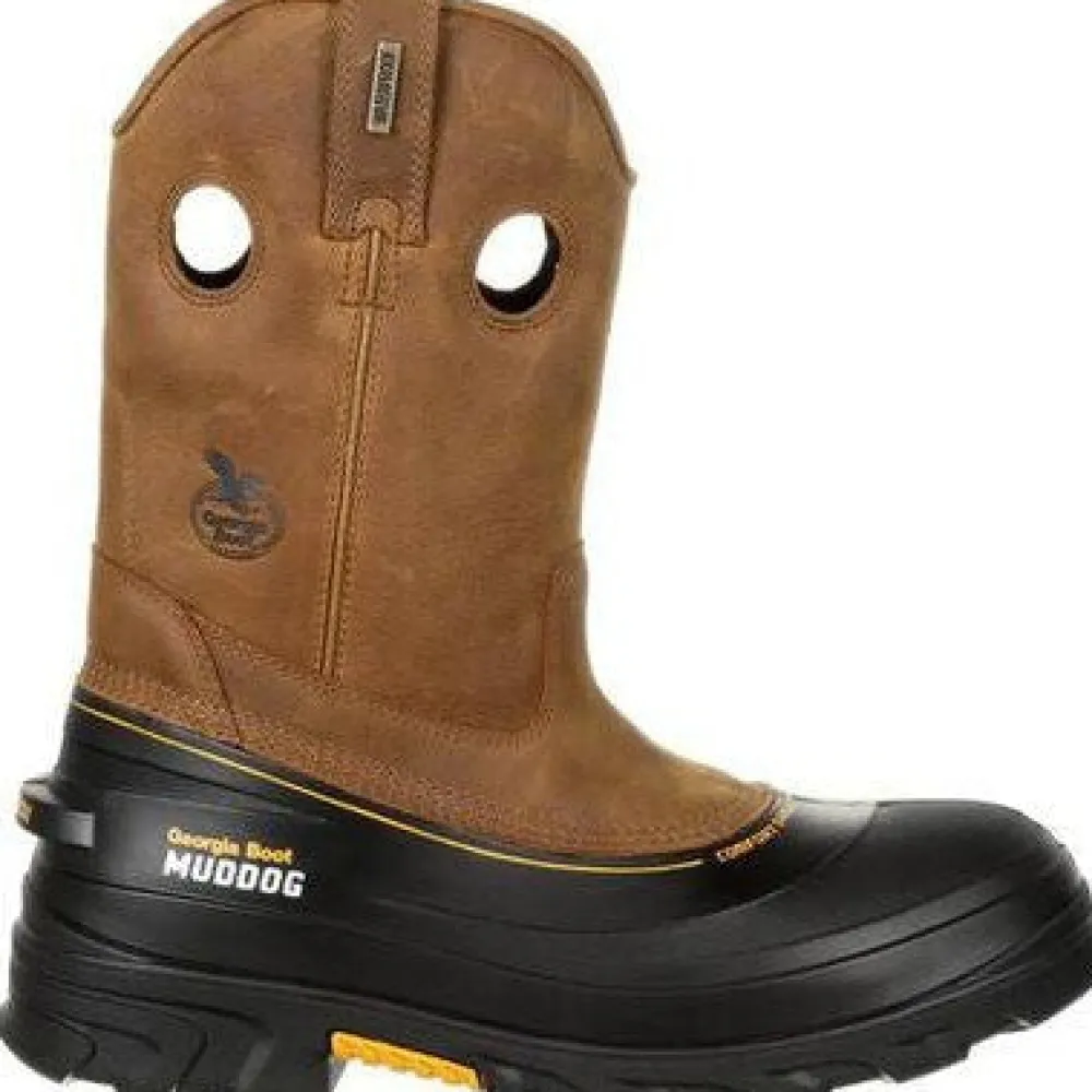 Women Georgia Men's Muddog 11" CT WP Wellington Work Boot- Gold- GB00243