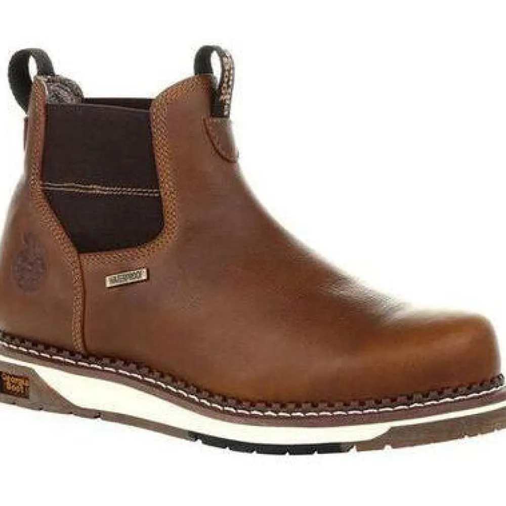 Women Georgia Men's Wedge Chelsea Soft Toe WP Wedge Work Boot - - GB00352