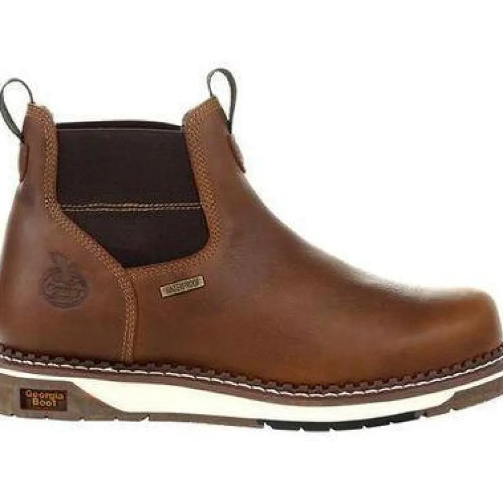 Women Georgia Men's Wedge Chelsea Soft Toe WP Wedge Work Boot - - GB00352