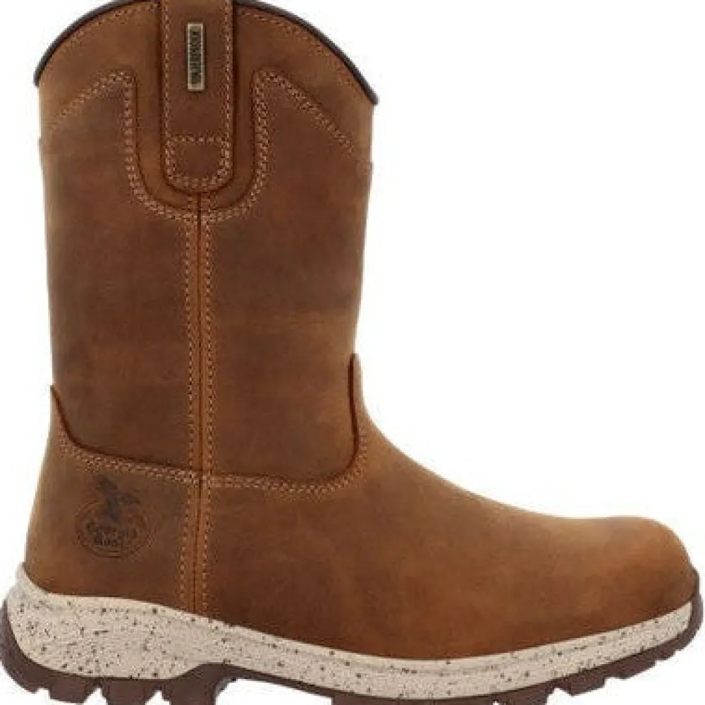 Women Georgia Women's Eagle Trail 10" Soft Toe WP Pull On Work Boot -- GB00645