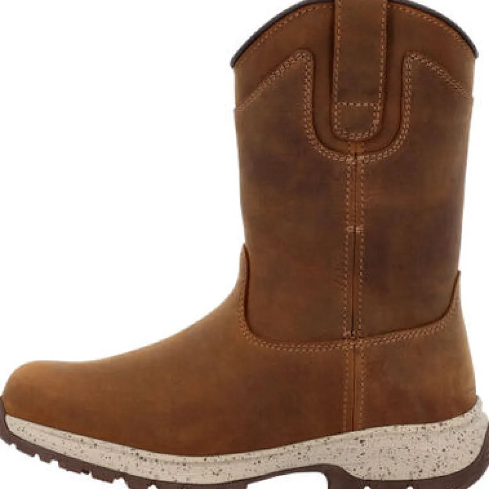 Women Georgia Women's Eagle Trail 10" Soft Toe WP Pull On Work Boot -- GB00645