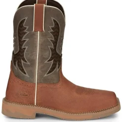 Justin Men's Bolt 11" Square Toe Western Work Boot -Brown- SE4110