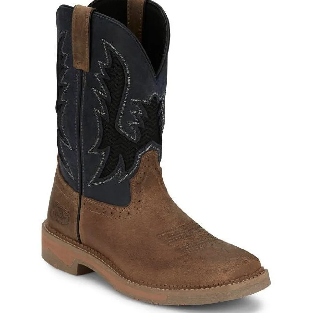 Women Justin Men's Bolt 11" Square Toe Western Work Boot -Tan- SE4114