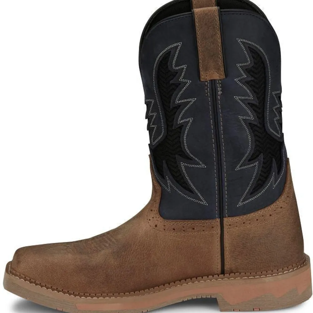 Women Justin Men's Bolt 11" Square Toe Western Work Boot -Tan- SE4114