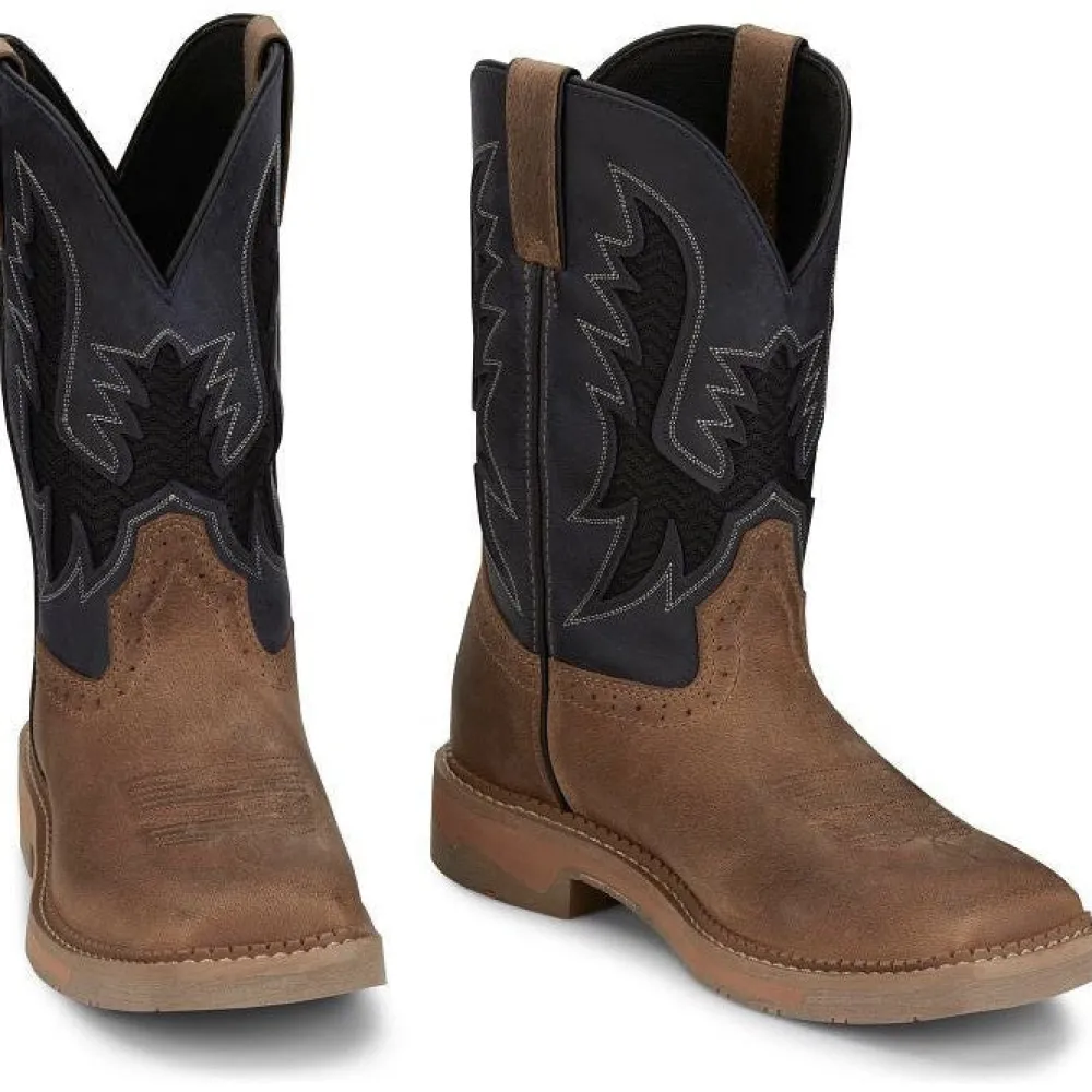 Women Justin Men's Bolt 11" Square Toe Western Work Boot -Tan- SE4114