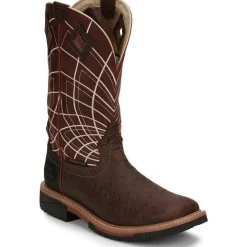 Women Justin Men's Derrickman 12" WP Western Work Boot -- SE4834
