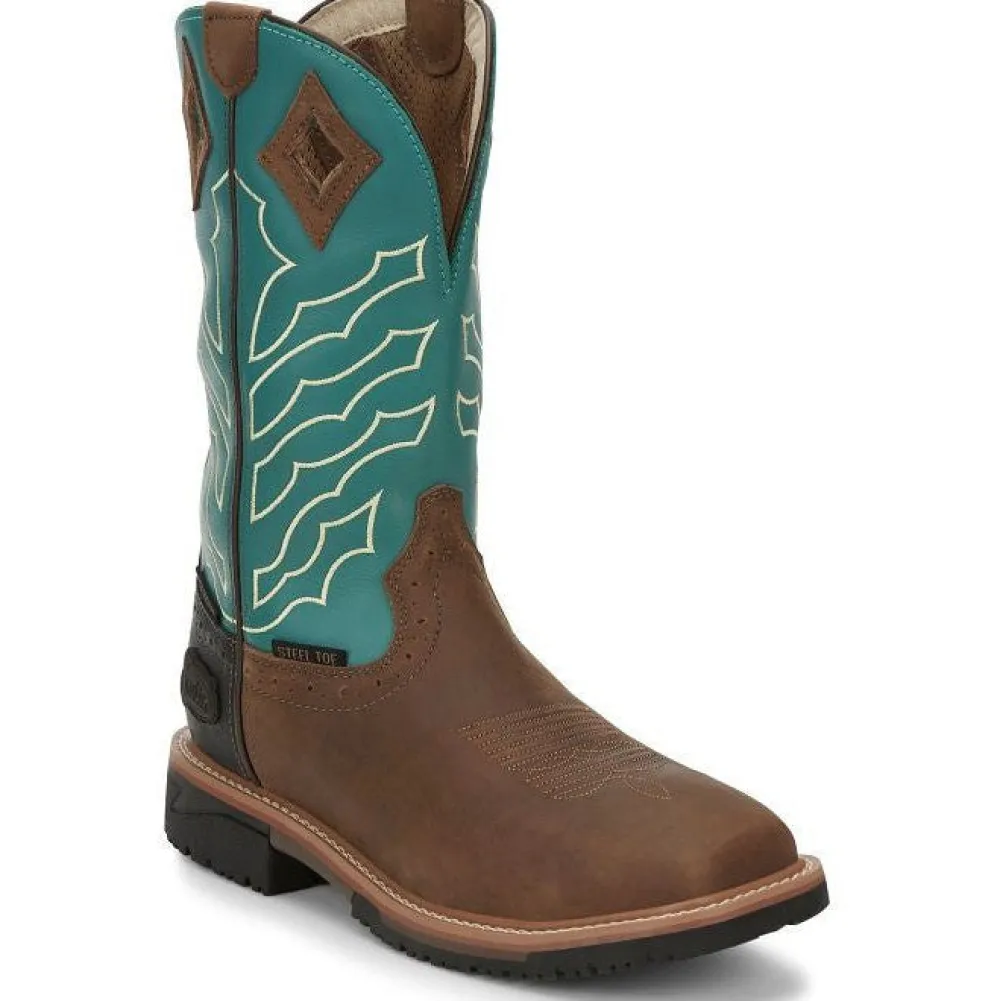 Justin Men's Derrickman 11" WP Steel Toe Western Work Boot -- SE4972