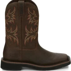 Justin Men's Driller 11" Square Toe Western Work Boot -Brown- SE4681