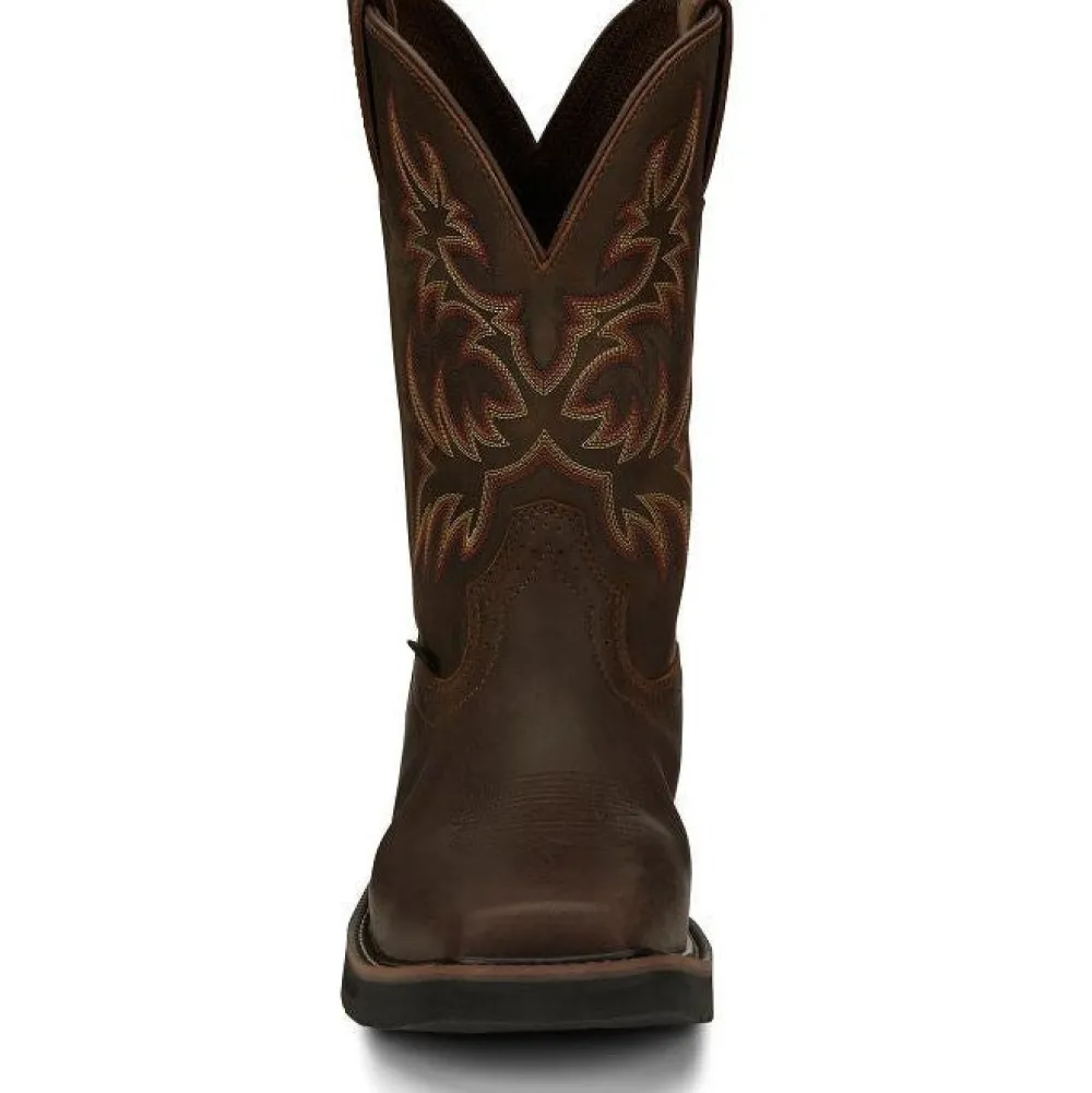 Justin Men's Driller 11" Steel Toe Western Work Boot -Brown- SE4682