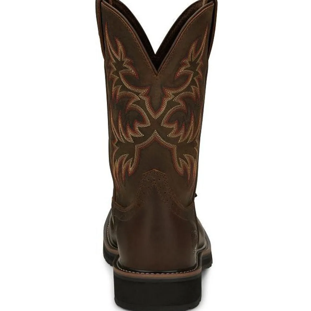 Justin Men's Driller 11" Steel Toe Western Work Boot -Brown- SE4682
