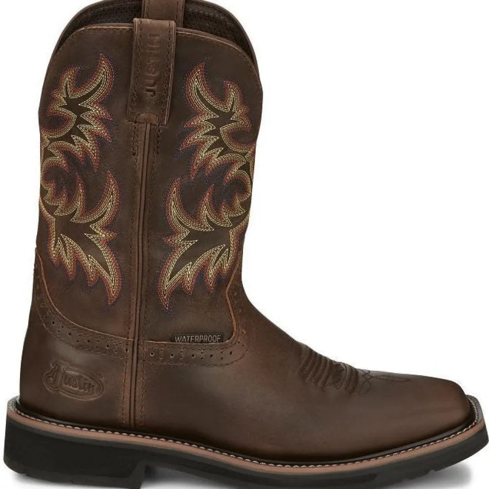Justin Men's Driller 11" Waterproof Western Work Boot -Tan- SE4689