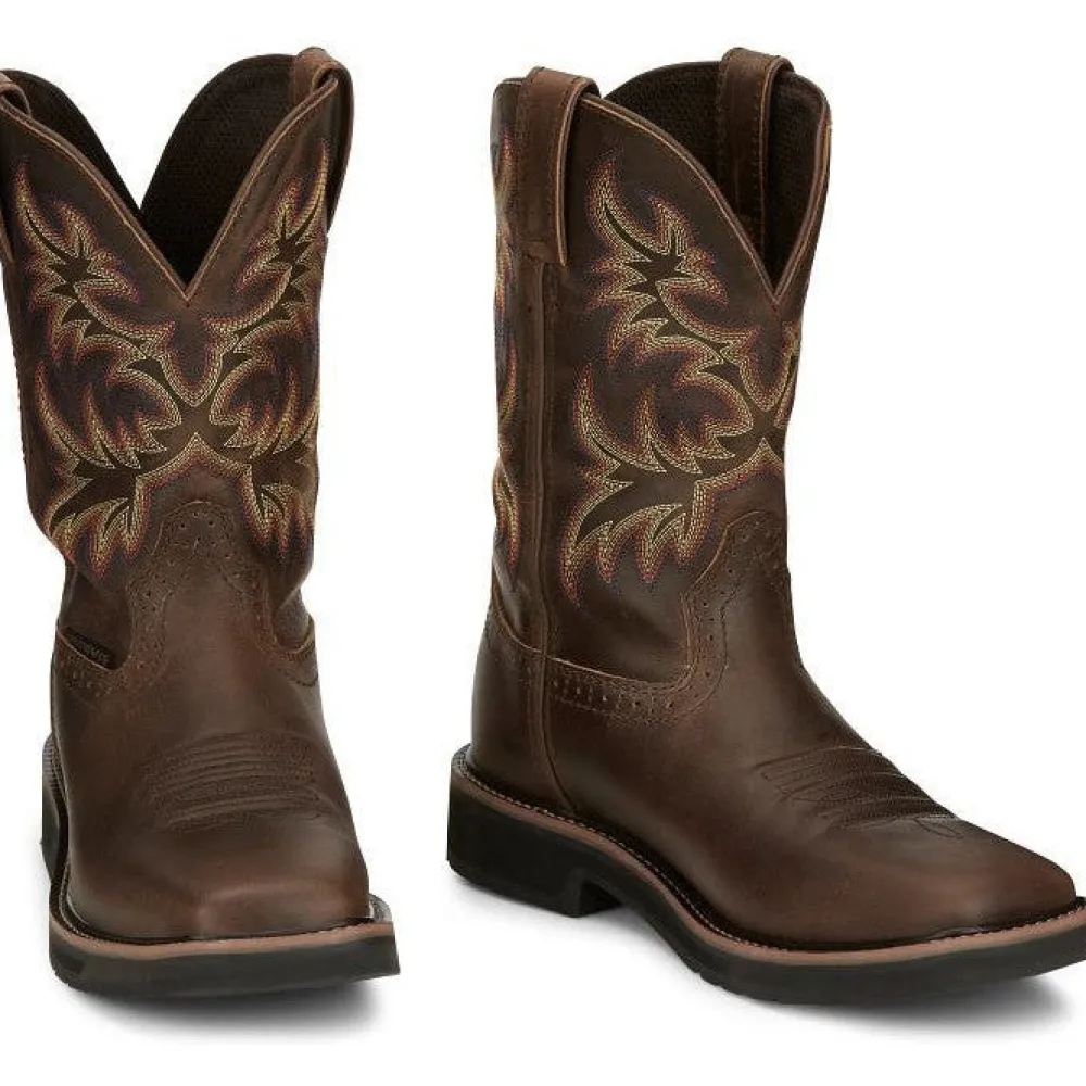Justin Men's Driller 11" Waterproof Western Work Boot -Tan- SE4689