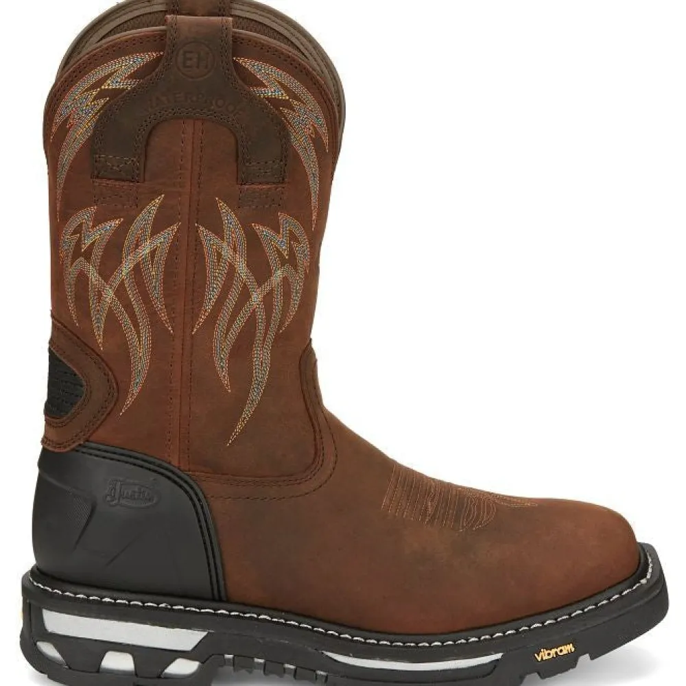 Women Justin Men's Frontline Hiviz 11" WP Western Work Boot -- CR2151