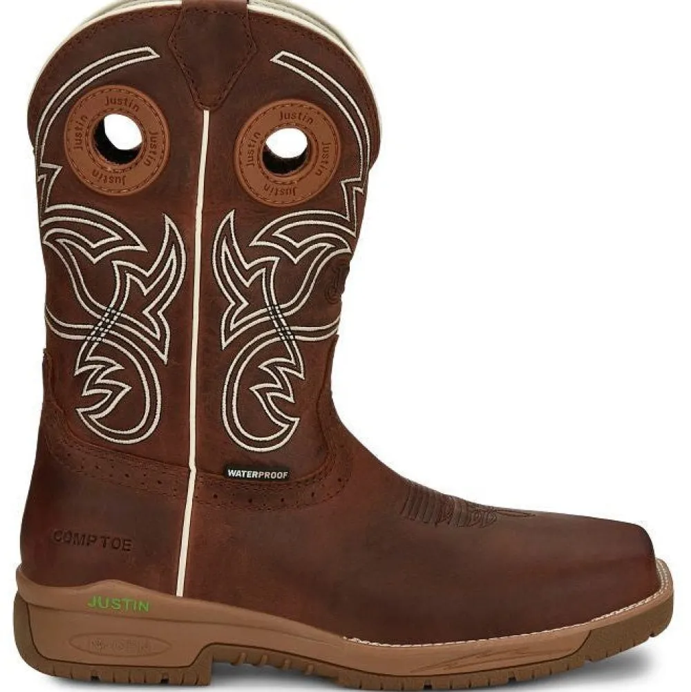 Justin Men's Nitread 11" Comp Toe WP Western Work Boot -- CR3201