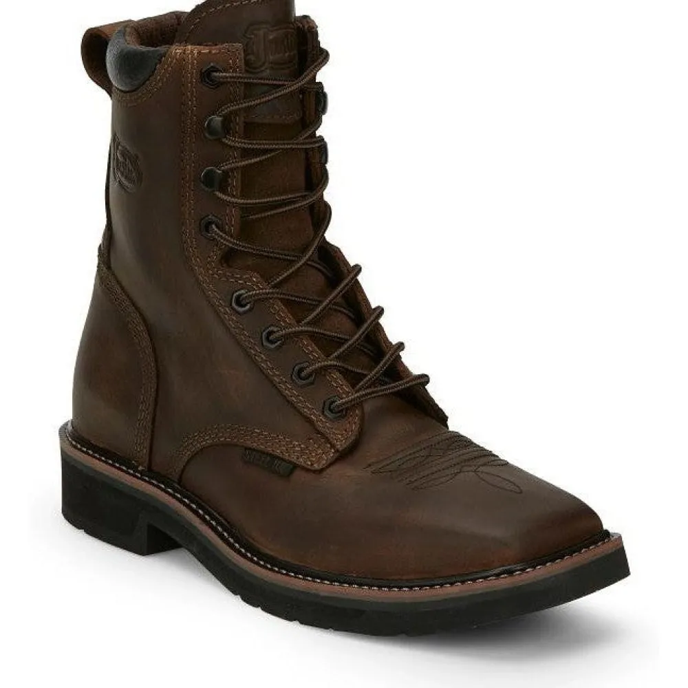Justin Men's Pulley 8" Steel Toe Lace Up Western Work Boot -- SE682