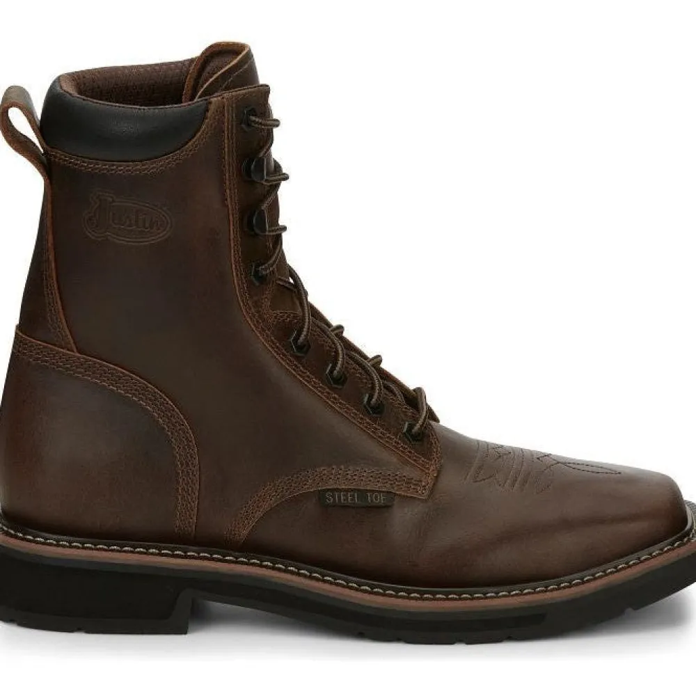 Justin Men's Pulley 8" Steel Toe Lace Up Western Work Boot -- SE682