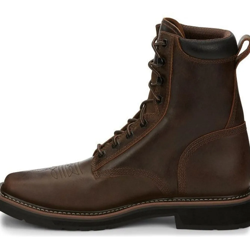 Justin Men's Pulley 8" Steel Toe Lace Up Western Work Boot -- SE682