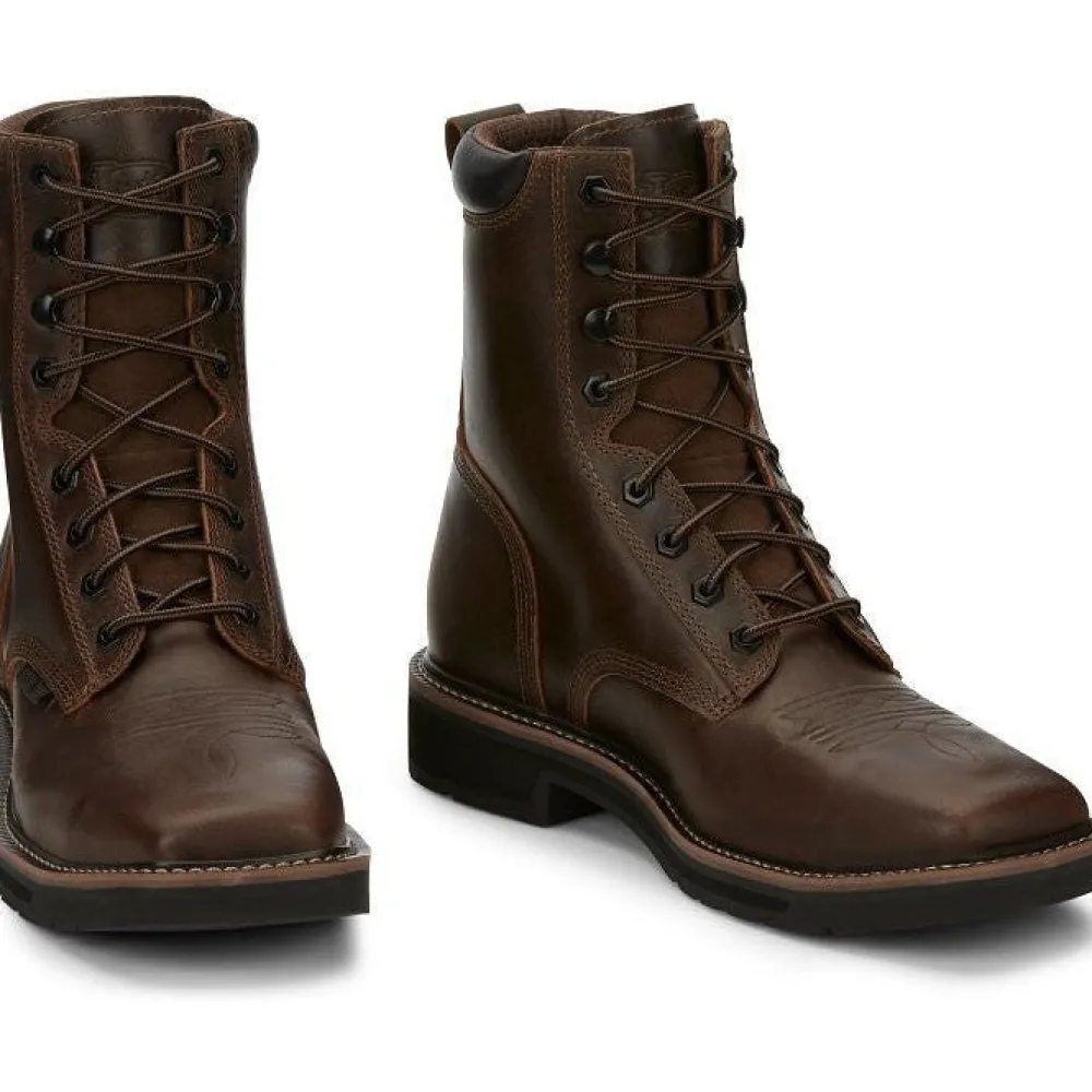 Justin Men's Pulley 8" Steel Toe Lace Up Western Work Boot -- SE682