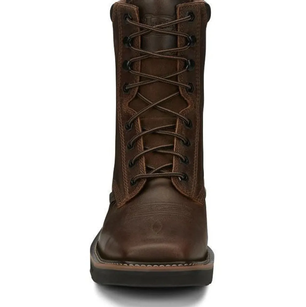 Justin Men's Pulley 8" Steel Toe Lace Up Western Work Boot -- SE682