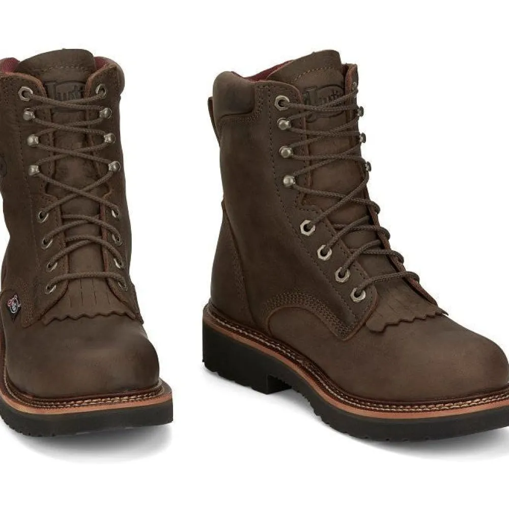 Justin Men's Rivot 8" Lace Up Western Work Boot - - OW441