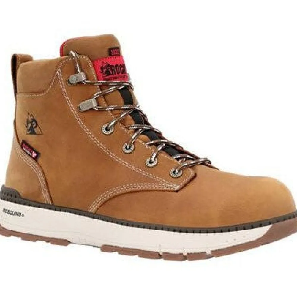 Women Rocky Men's Rebound 6" Comp Toe WP Wedge Work Boot -- RKK0451